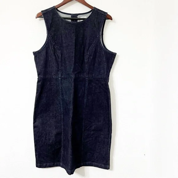 J.Crew Denim Dark Wash Sleeveless Sheath Dress – Size 16 - Picture 1 of 9